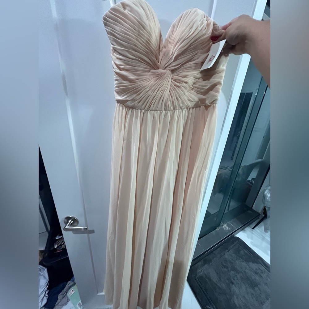 Peach Strapless Pleated Gown